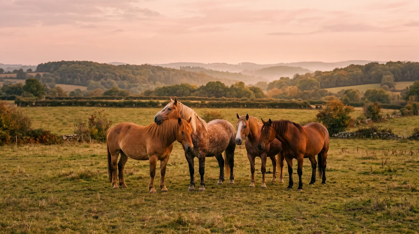Les chevaux du La Grange des Selles en liberté, Haute-Vienne